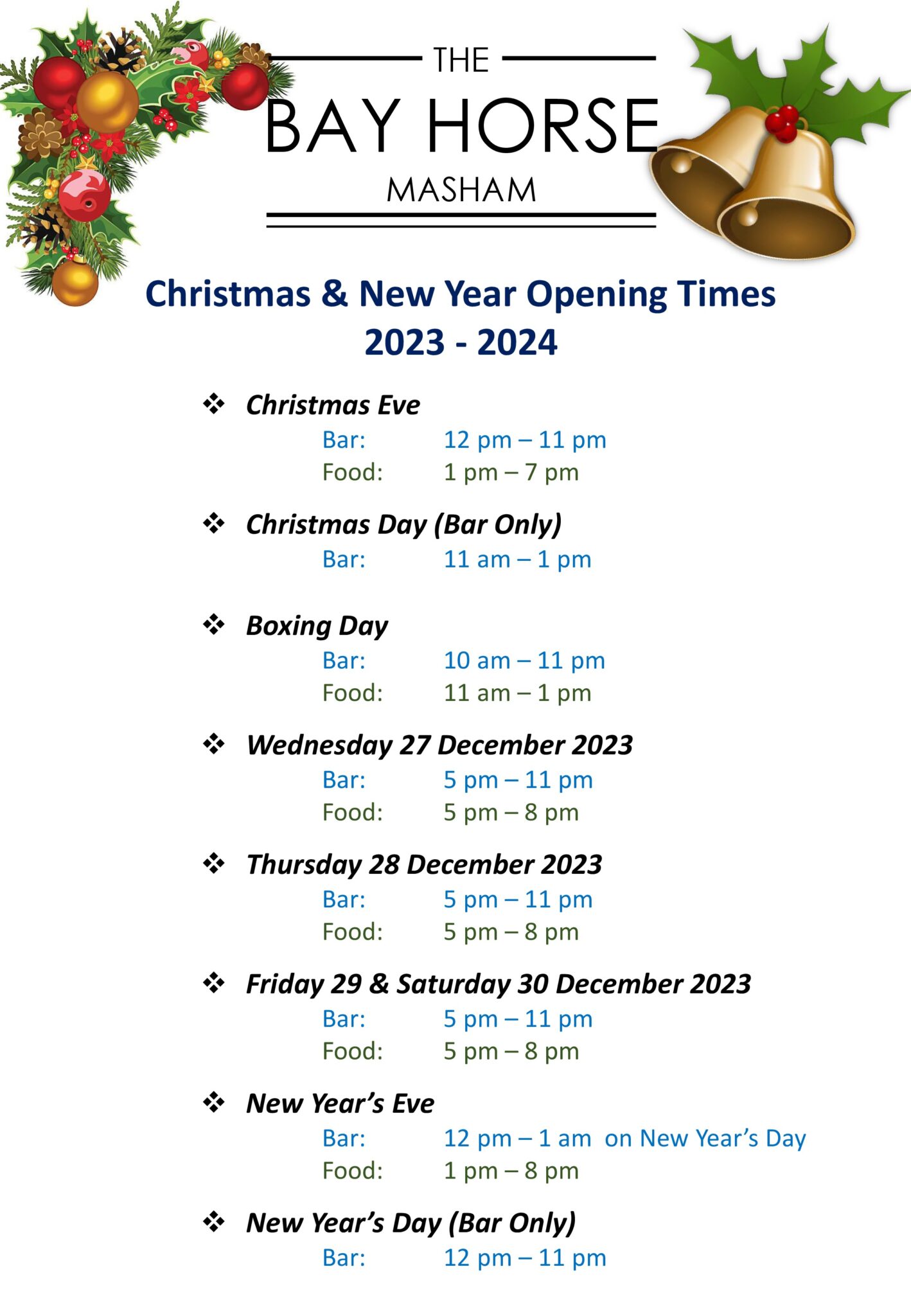 Bay Horse Masham Pub with food and rooms in Masham